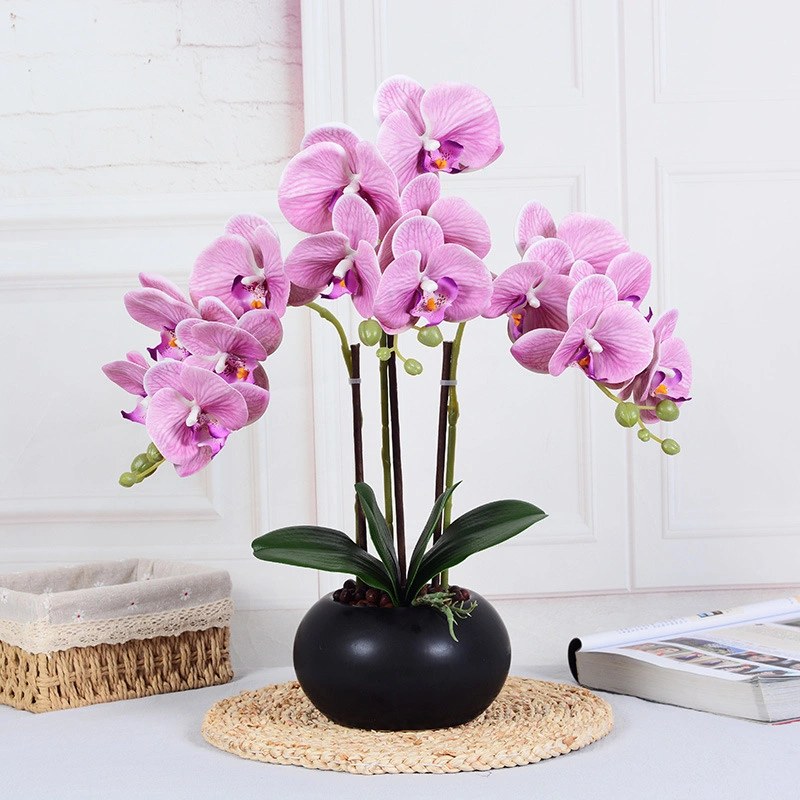 Factory Direct Sale Real Touch Colorful Artificial Orchid Flower Bonsai Fake Orchid