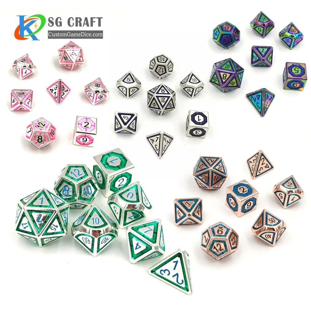 Hot Sale Metal Polyhedral Dnd Role Playing Game Dice Set for Dungeons and Dragons Dnd Rpg Enamel Dice