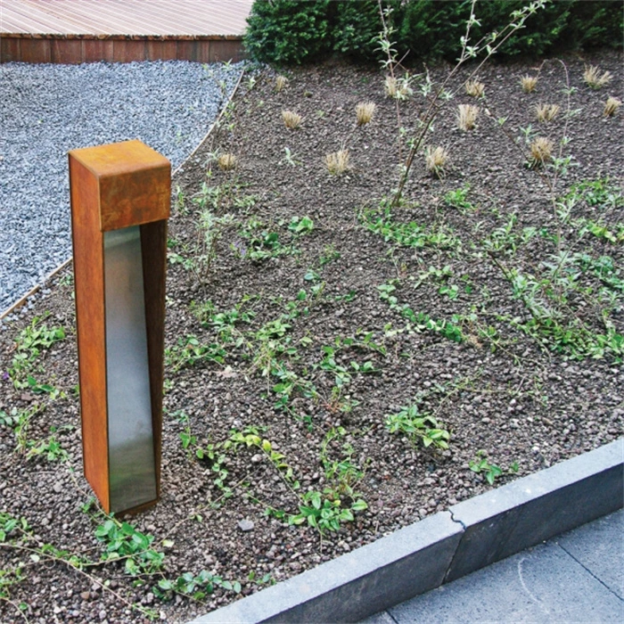 Rusty Slot 800mm Corten Steel Illuminated Bollard with Oxidised Iron Finish