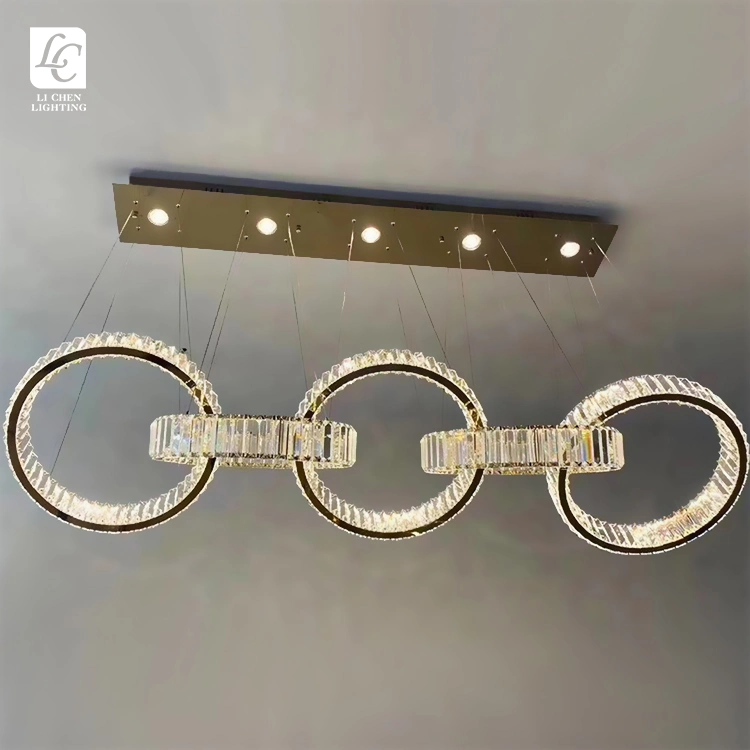 Contemporary Style Indoor Decoration Chandelier Hotel Villa Mall Luxury LED Ring Crystal Pendant Lamp