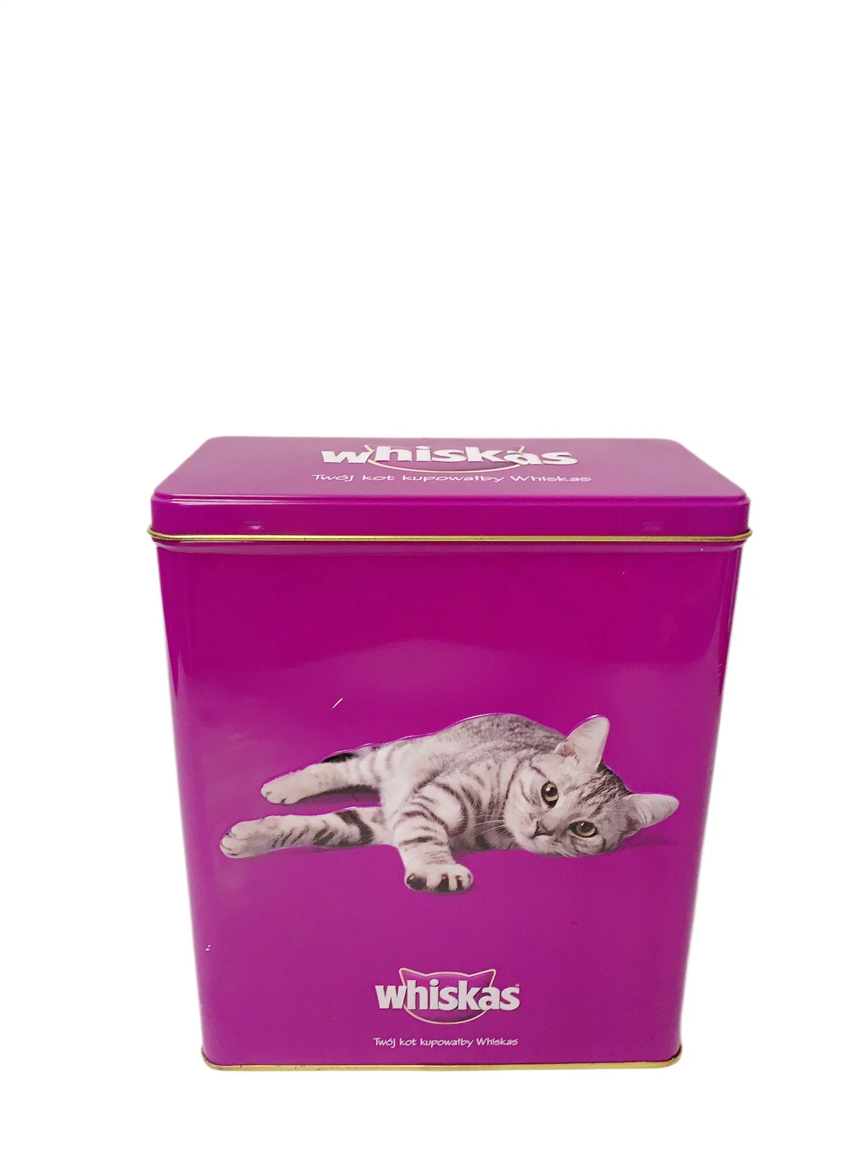 Rectangle Cat Dog Food Storagetin Tin Metal Tin Can Pet Treats Tin Container Gift Packaging Tin Box