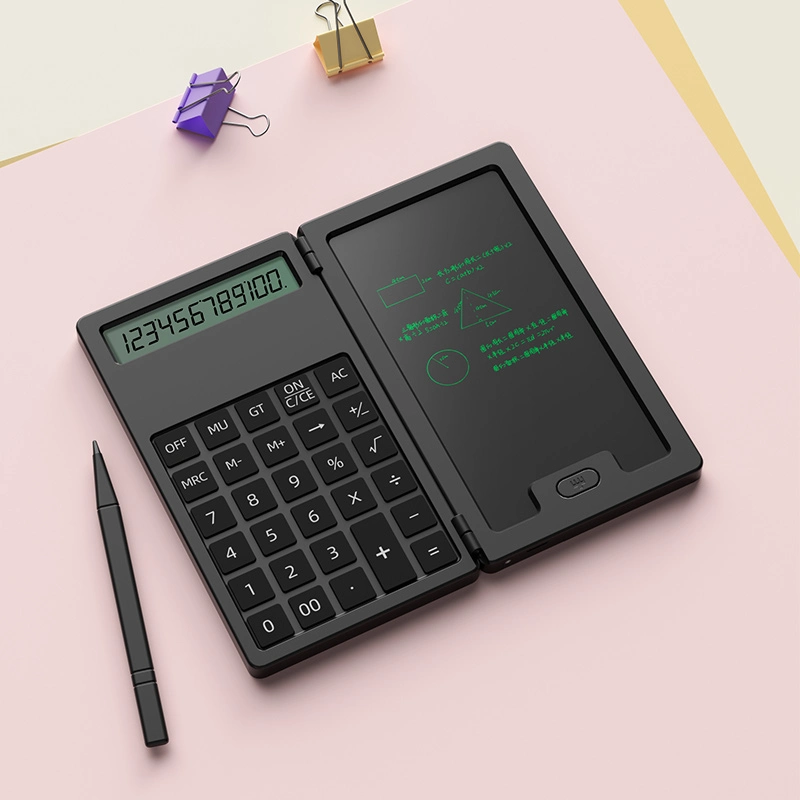 Design Mini Calculatrice 12 chiffres Outils d'apprentissage Calculatrice de bloc-notes pliable