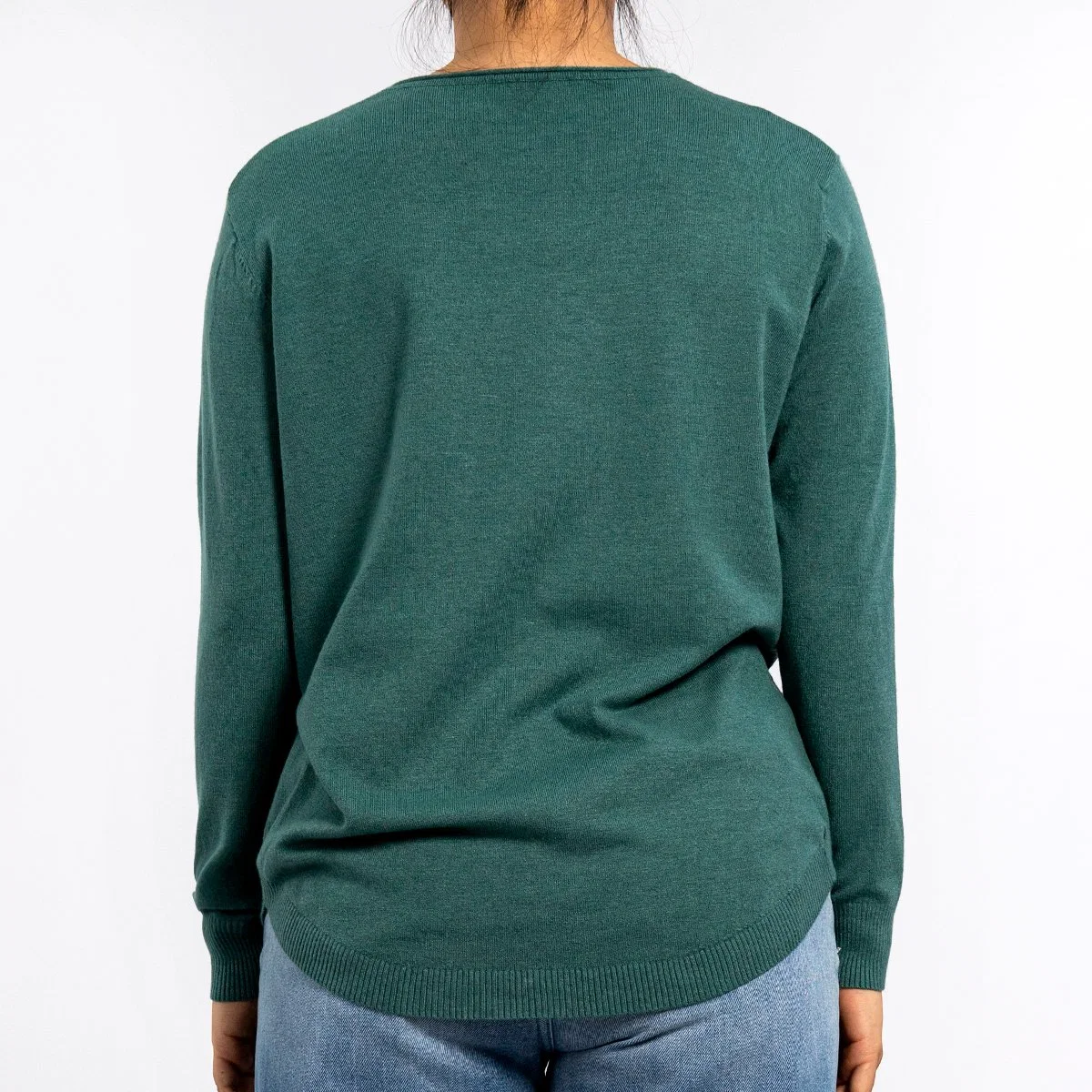 Pull à col rond et bas manches longues en maille de printemps vert pour femmes Hauts