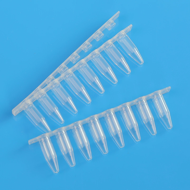 0,2ml 8 PCR Test de tubos de plástico consumibles para laboratorio médico