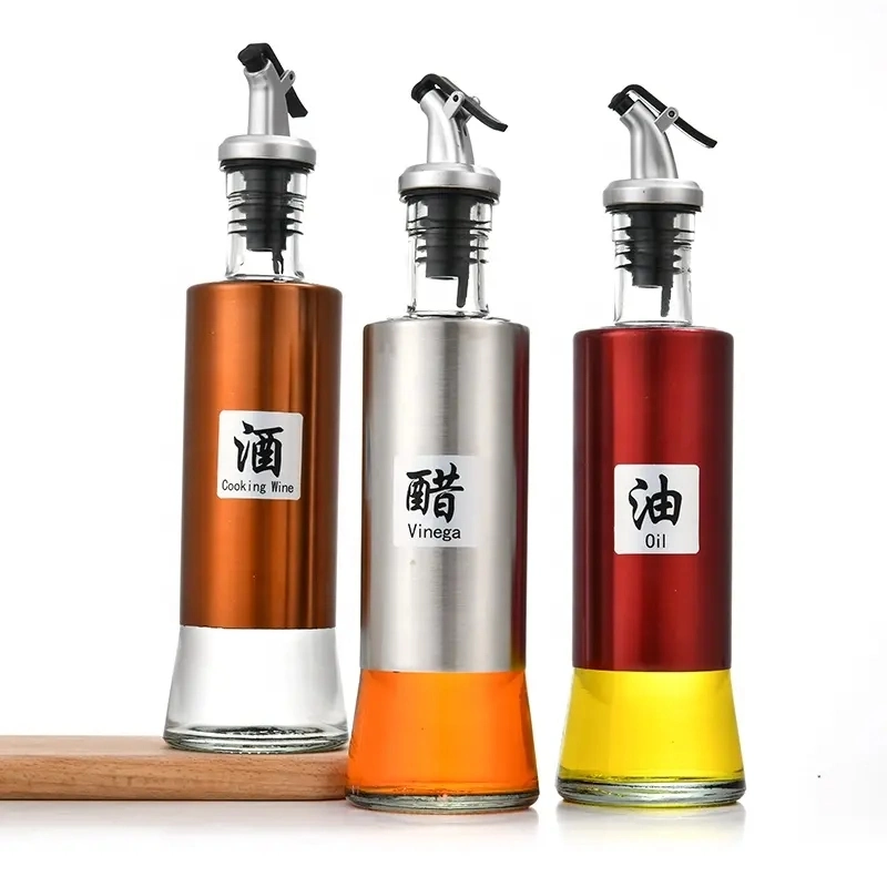 Hot Selling BBQ Kitchen Baking Roasting 500ml Glass Press Kitchen Oil Dispenser and Measure Oil Bottle Dispenser