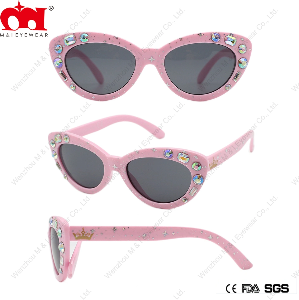 Pink Princess Rhinestones Plastic Shiny Unique Cute Kids Sunglasses (YG20039)