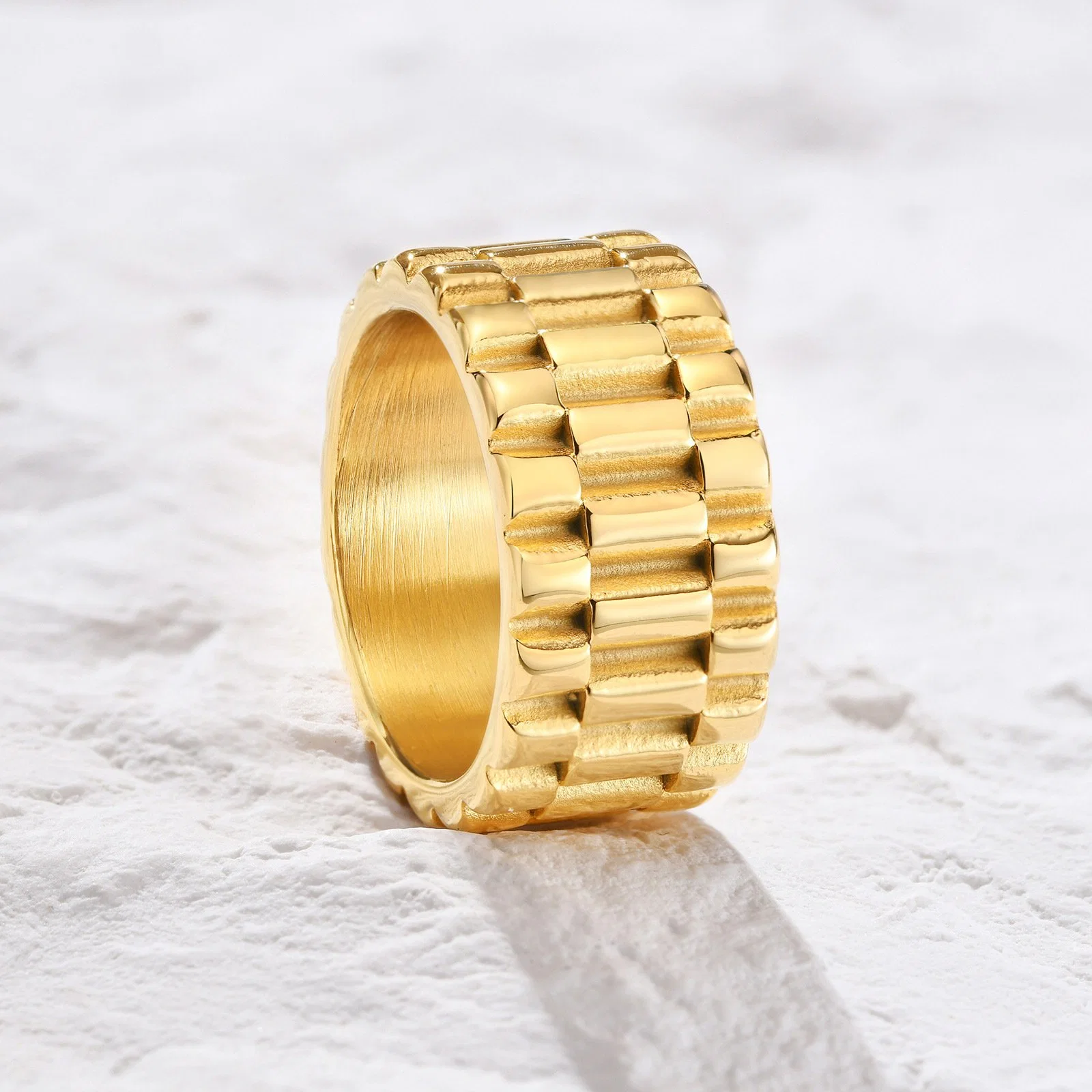 Wholesale/Supplier Retro Jewelry Stainless Steel Gold Watch Band Ring Unisex