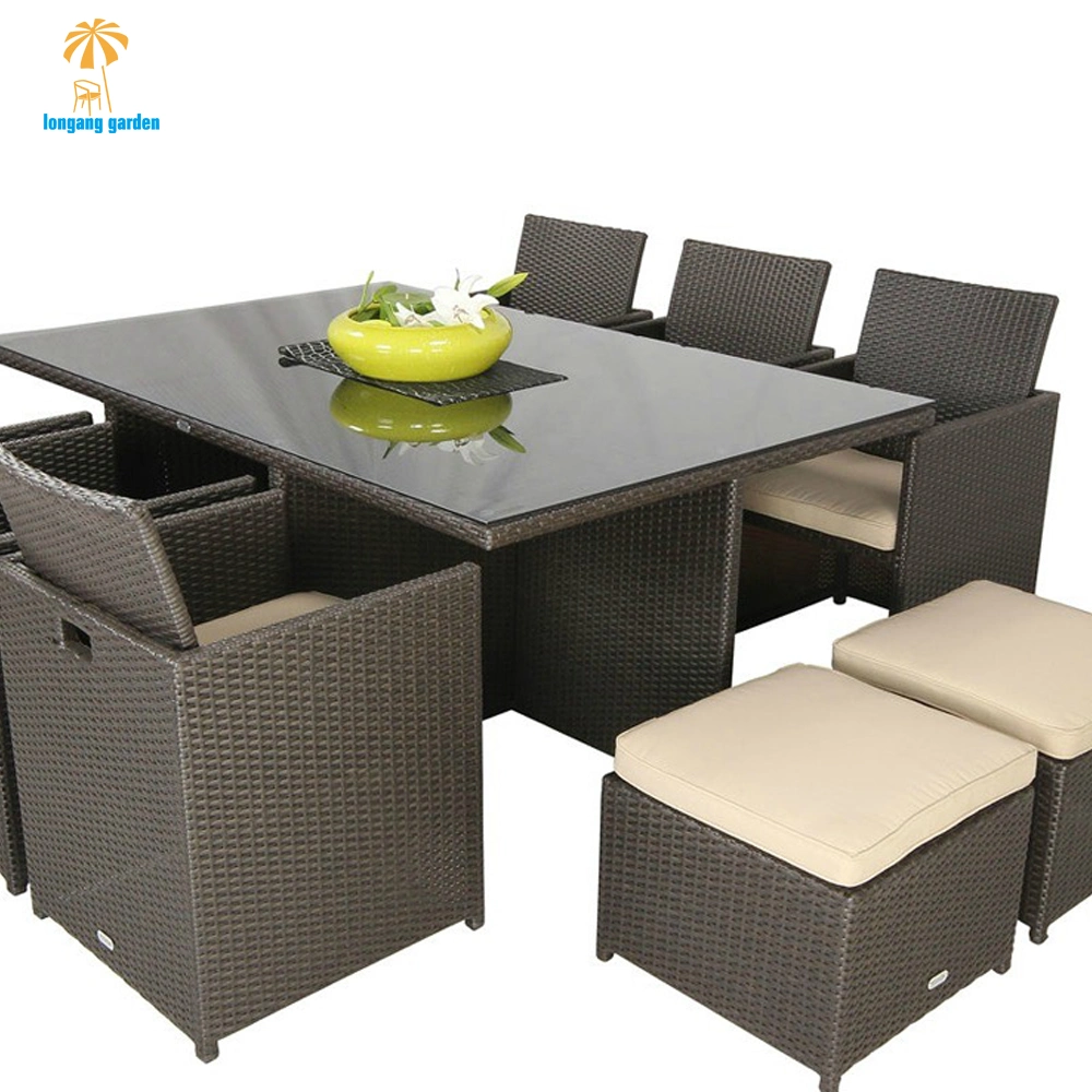 Hotel Home Restaurant Cafe Cube Sofa 8 Seater Outdoor Garden Patio Furniture Rattan Dining Set