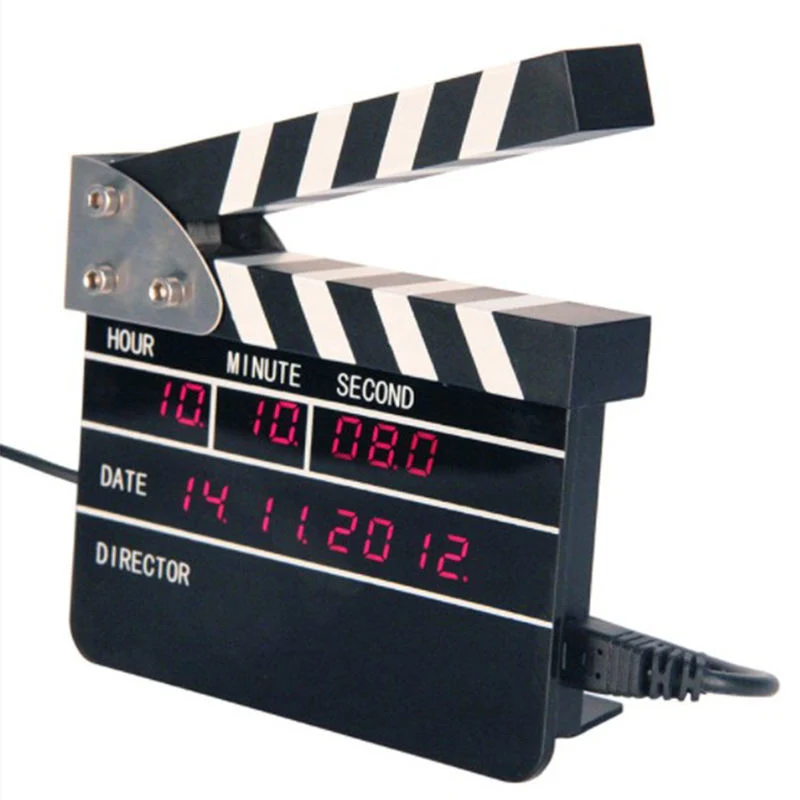 Movie Clapboard LED Calendar Table & Wall Mounted Dual Usages Alarm Clock