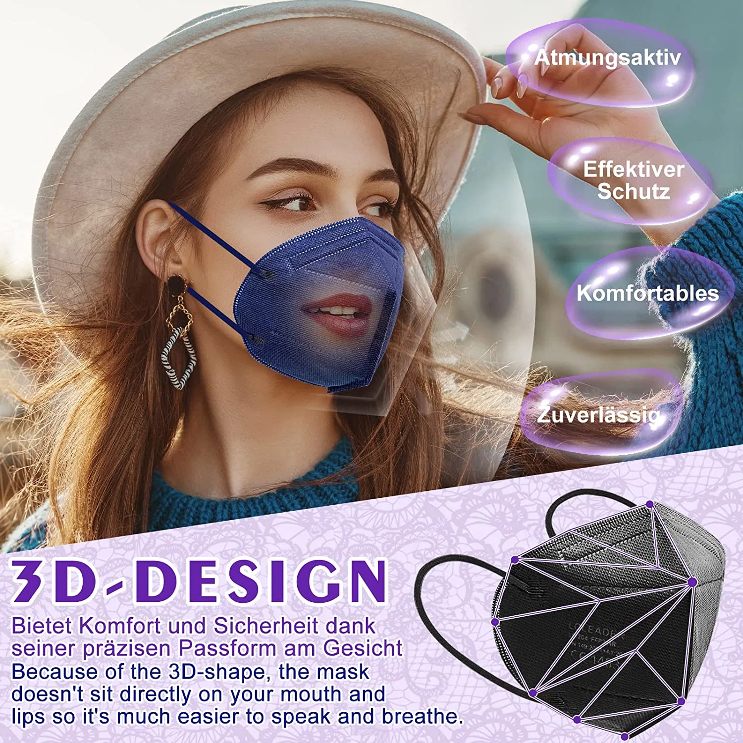 KN95 Face Mask Individually Wrapped KN95 Mask 5 Layer Breathable Colorful KN95 Masks with Design