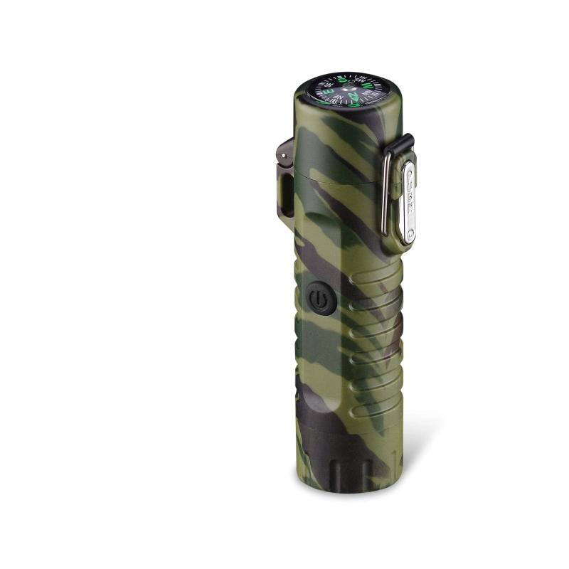 Electric Lighter USB Rechargeable with Compass Windproof Smoking Accessories Tools Multicolor Lighters