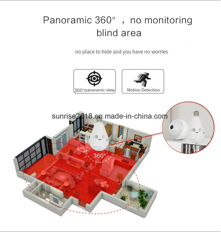 960p a 2,4 Ghz Wireless WiFi Seguridad panorámicas de la bombilla de CCTV Cámaras IP