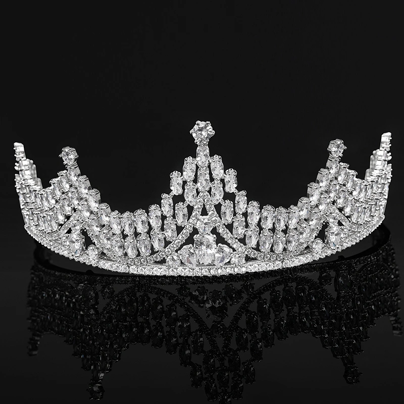 Tiara Crown Lady Bride Inlaid Crystal Zircons Cake Topper Headpiece Wedding Jewelry Dress Accessories Birthday Gift