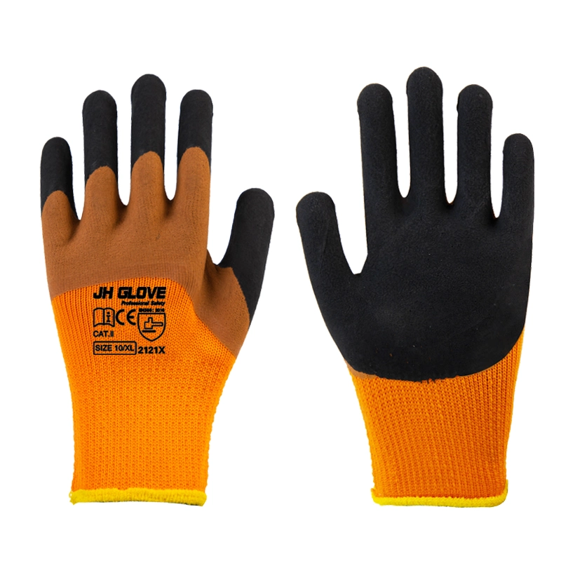 Doublure en polyester latex à demi-revêtement anti-froid pour boucle thermique avec Gants d'hiver de sécurité pour les mains de travail recouverts de latex