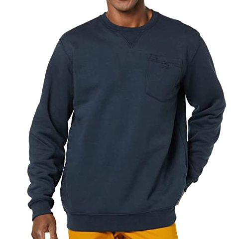 La mens suelto Midweight Crewneck sudadera de bolsillo Pullover