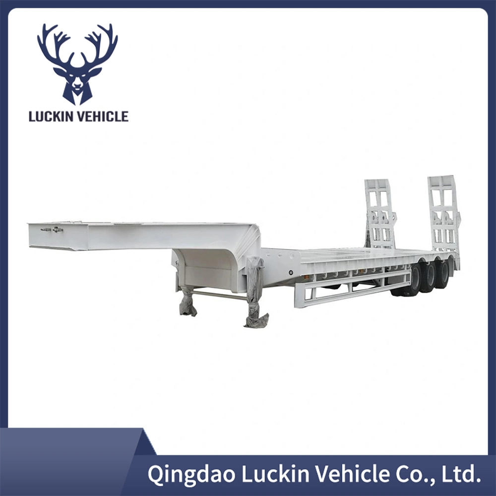 Spot Discount 2/3/4 Axles 50/60/80/100 Tons Low Bed Factory Lowboy Loader Drop Deck Heavy Duty Dolly Lowbed Drop Deck Trailer for Heavy Equipment Transportation