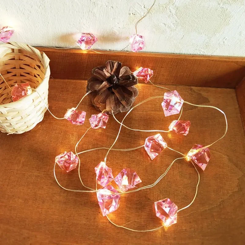 Decoration Clear Acrylic Crystal Stone LED Copper Wire Light