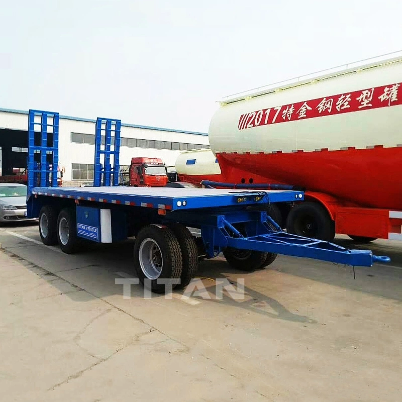 Titan 2 Axle 20/40FT Fence Full Lowbed/Low Loader Drawbar Vehicle Tanker Side Wall Container Flatbed Skeleton Truck Semi Trailer for Sale with Side Panel