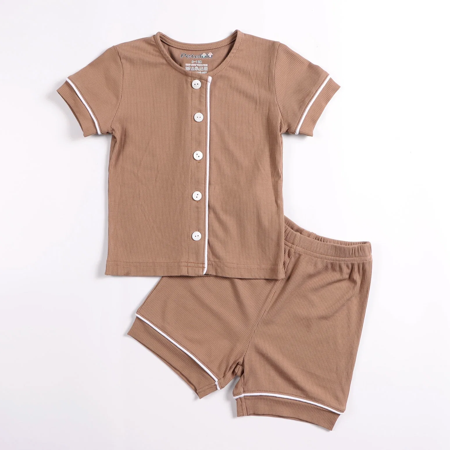 Toddler Baby Boys Girls Short Sleeves Solid Tops+ Pants Outfits Children Clothes Set Casual Bamboo Rib Clothing