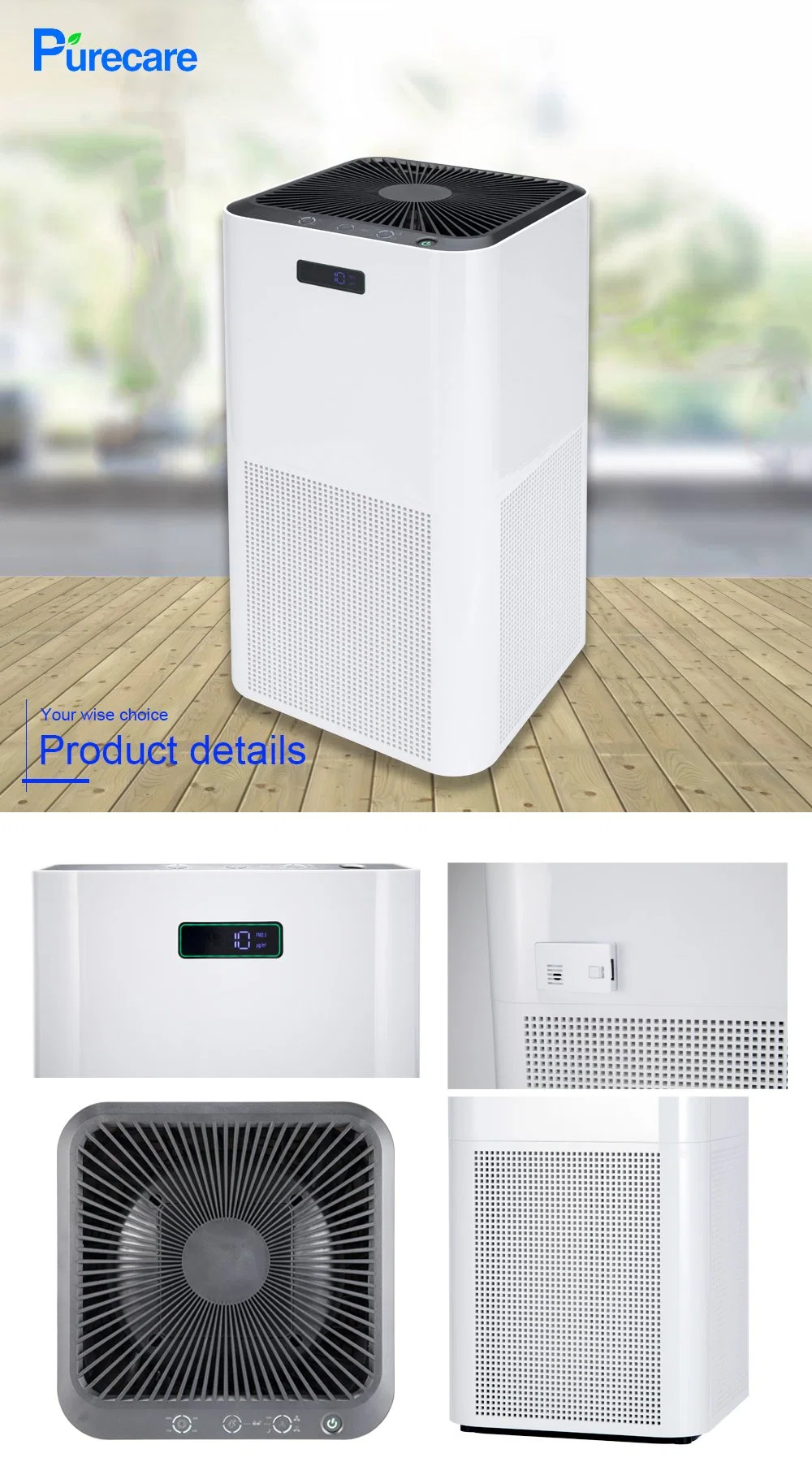 Kj510 UVC LED Air Purifier Pm2.5 Cleaner Portable Ionizer Air Purifier