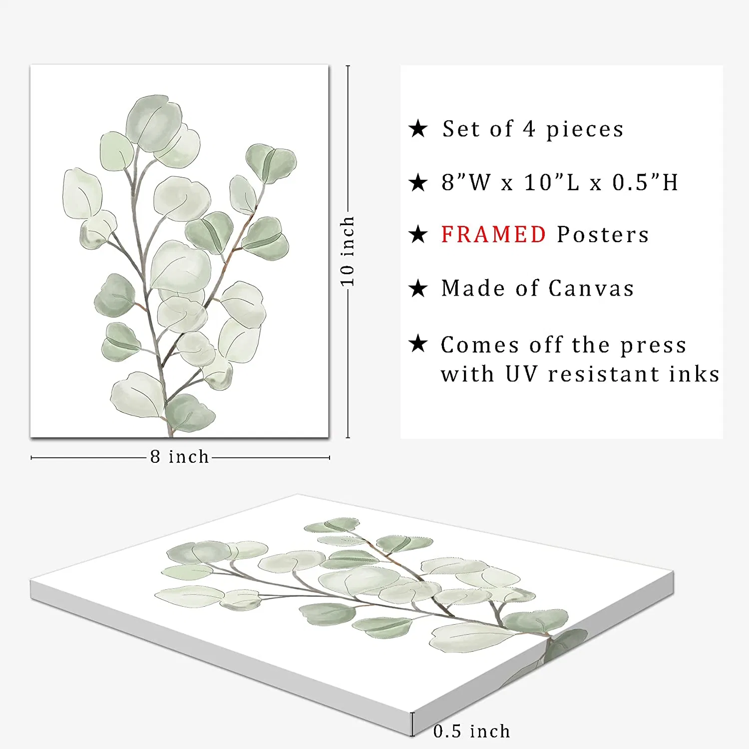 Canvas Print Wall Art Botanical Plant Wall Decor for Bedroom Printing Framed