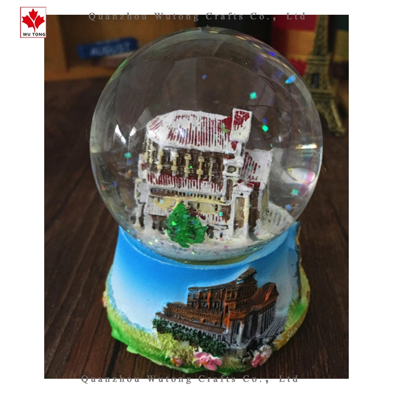 Custom Günstige Harz Gebäude Wasser Globus Souvenir Berühmten Touristischen Schnee Globus