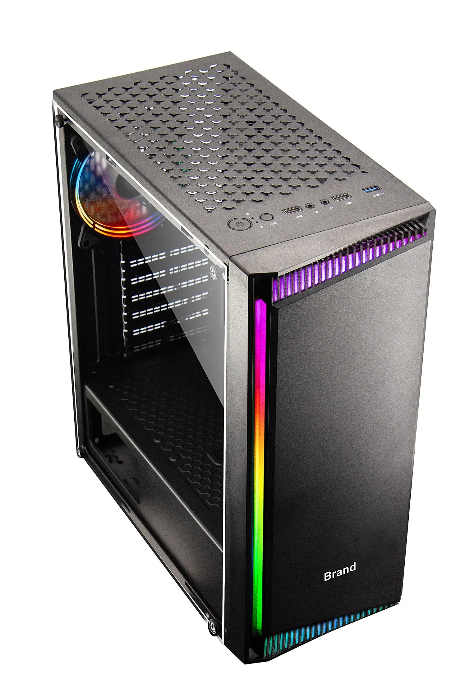 Hot Fashion Design Tower Desktop ATX Computer PC Case with LED Strip