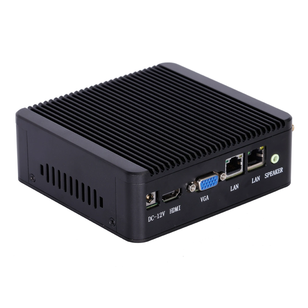 Elsky Mini PC Linux DC 12V Netzteil lüfterlos J1900 Quad Core 2,0GHz Nano PC mit 4 USB und 1COM/RS232 (Option J1800) Pocket PC