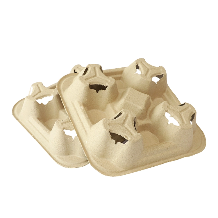 2022 Biodegradable 2 Cup Holder Pulp Molded Cup Tray