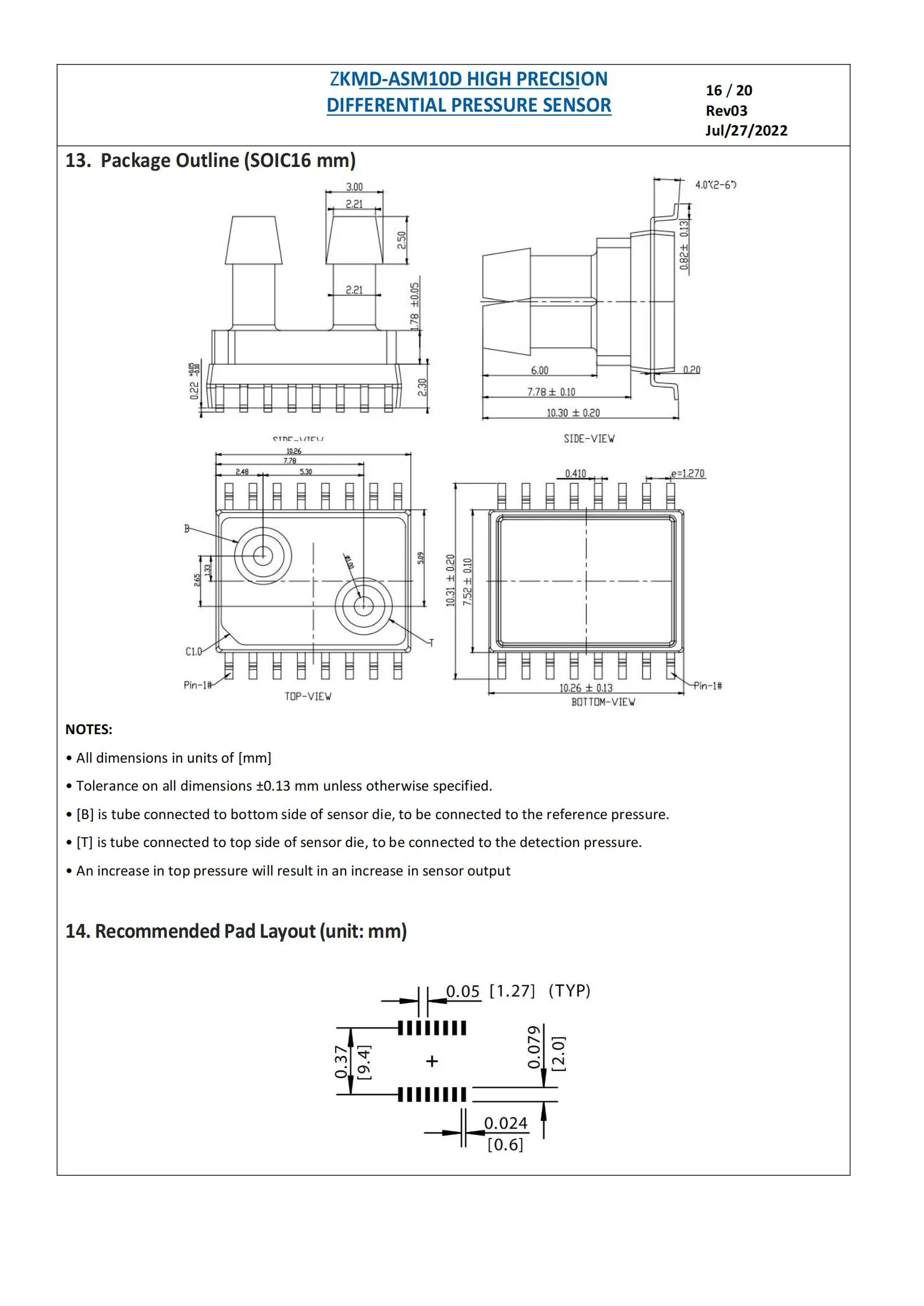 Digitaler Ausgangsdruckschalter mit 24-Bit-Auflösung und SOIC-16 Packmethode