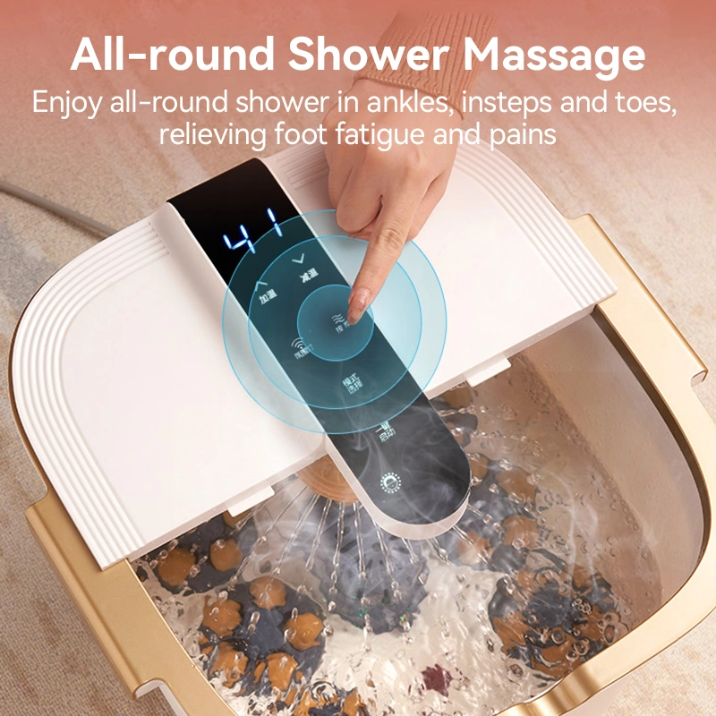 Fuan Fangao Electric Vibrating Heat Bubble 4 Rollers Waterfall Foot Wash SPA Bath Massager with Handheld Controller