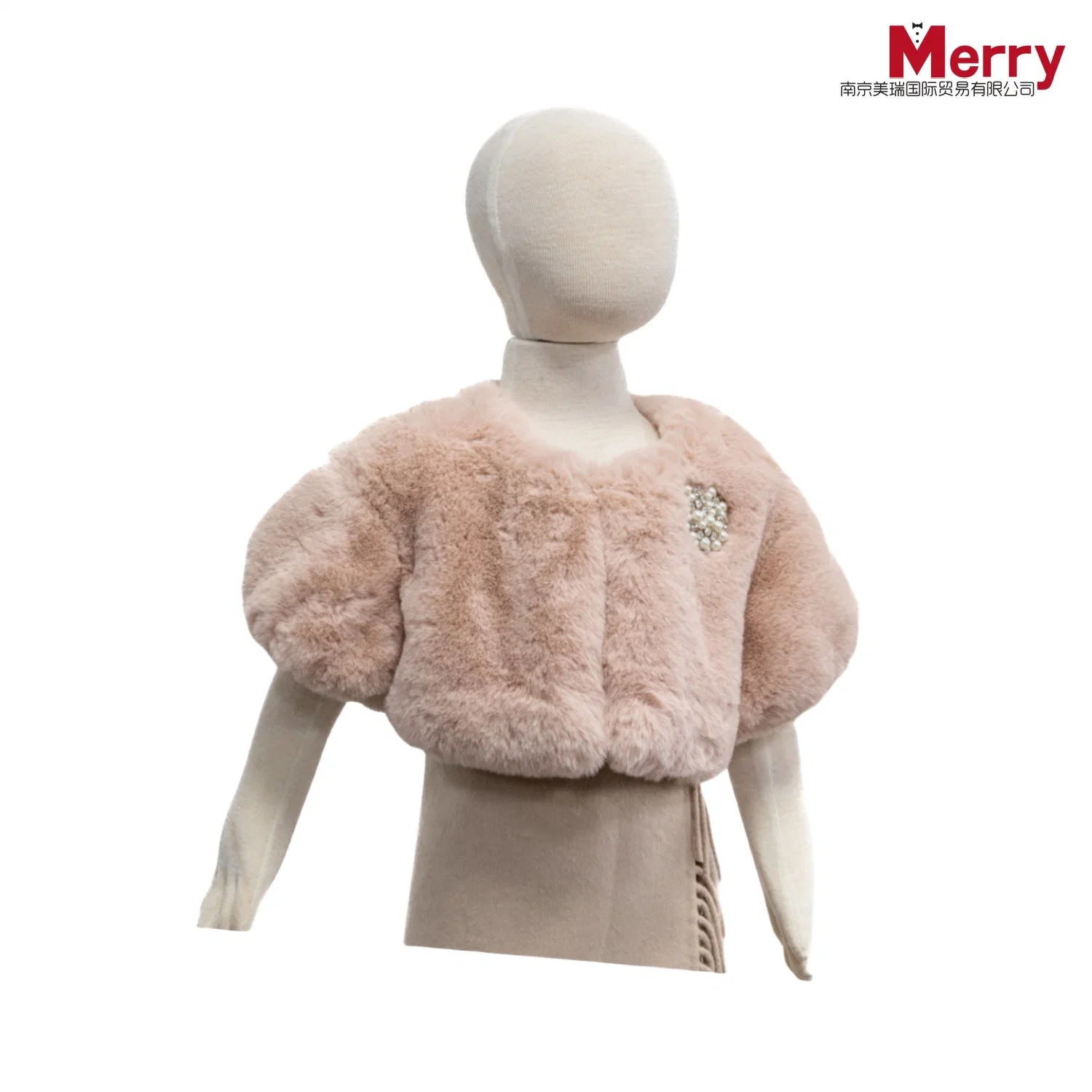 Настраиваемое фиктивное пальто для детей Fur Shafl с жемчужной любовью Вышивка из стразы