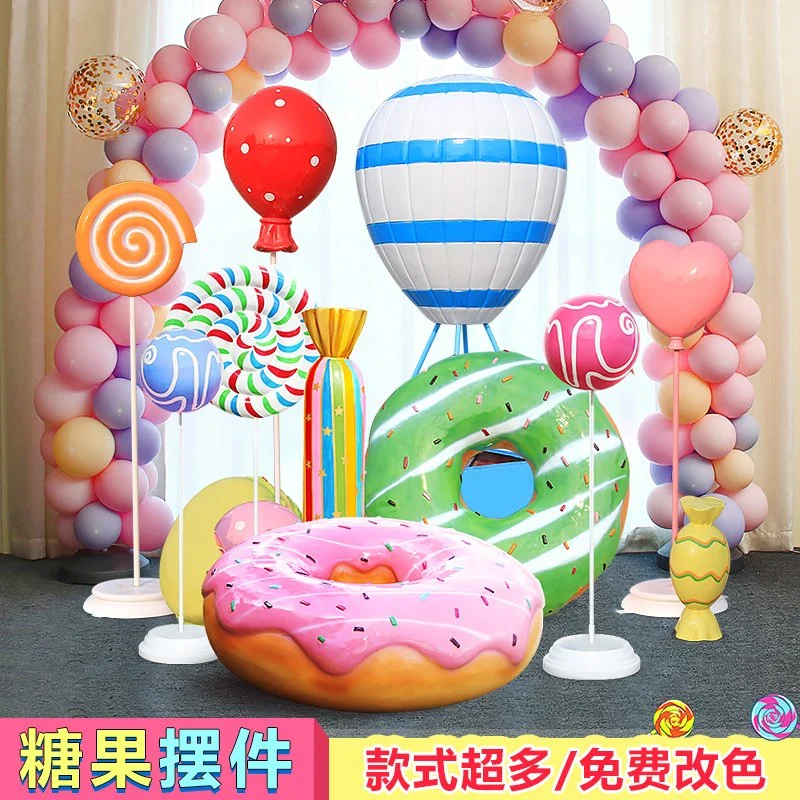 Colorful Hot Air Balloon Fiberglass Sculpture Resin Crafts for Activitives Exhibition Props Display