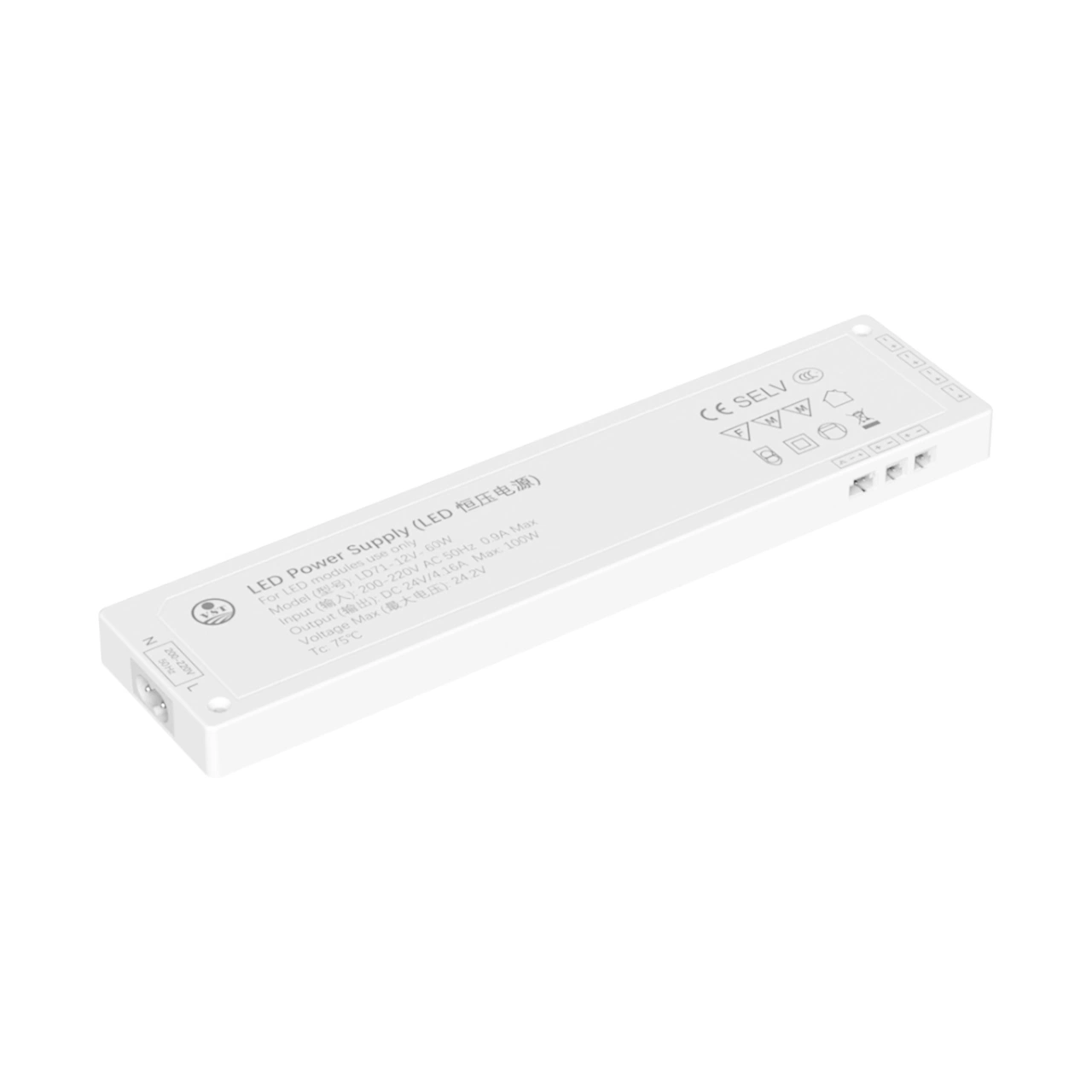 Transformador LED DC12/24V de 60 W, fonte de alimentação de controlador LED super fina