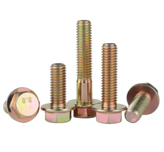 Yellow Zinc Plating 8.8 Hexagon Flange Bolts GB5789/DIN6921 Flange Screws High Strength Galvanized Flange Bolt with Serrations