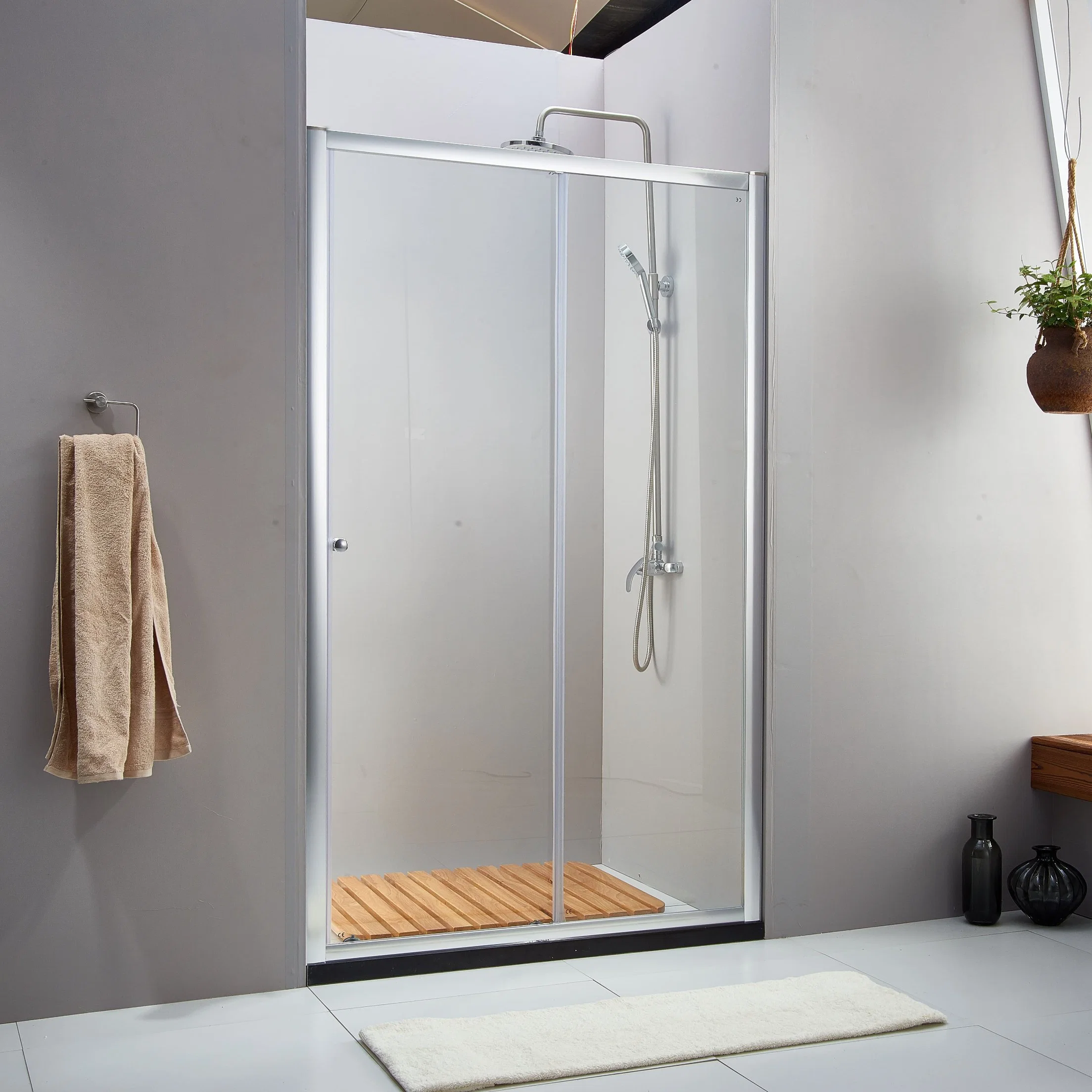 Puerta de ducha de cristal transparente hardware sólido estructura de aluminio Ducha deslizante Pantalla