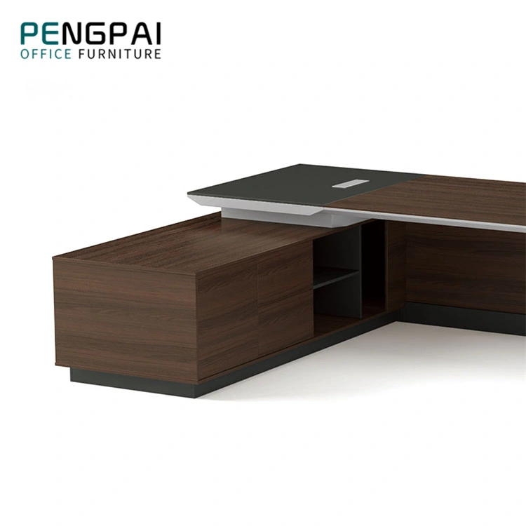 Mobilier moderne de luxe en forme de L Panneau en bois Meubles de bureau Bureau exécutif