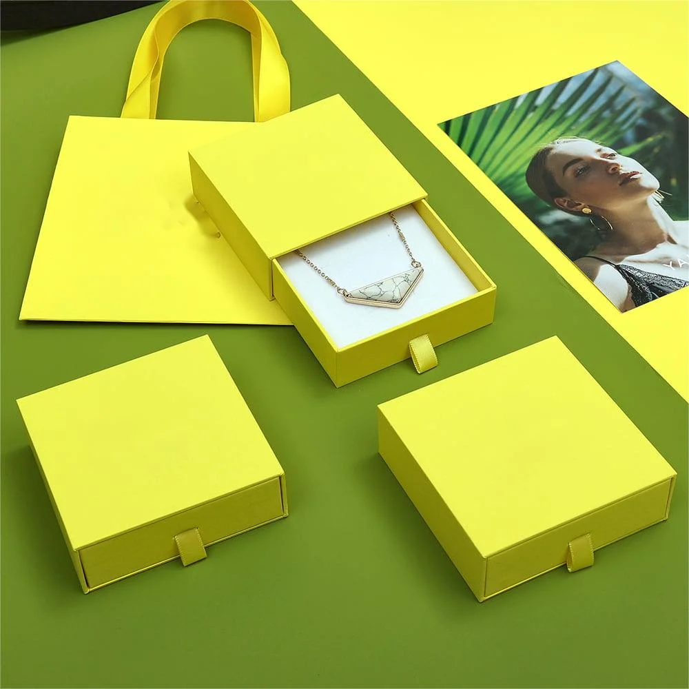 Custom Cardboard Jewelry Gift Bag Slide Drawer Box for Necklace Packaging