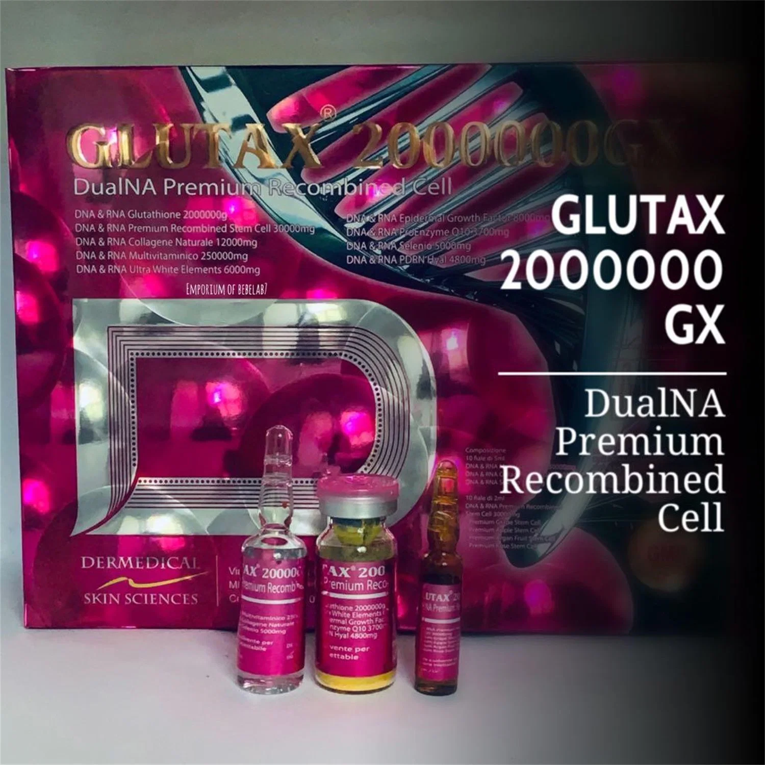 La oferta original Glutax Italia 1800000GS 750000gx 2000000gx blanco marino de la piel óptimo Glutatión Whitening inyección 4 período de sesiones de inyección de glutatión mayorista