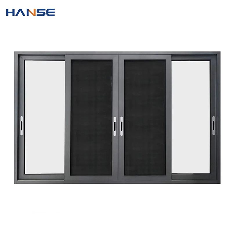 Custom Metal Window with Burglar Proof Designs Insect Prevention Screen Aluminium 3 Tracks Sliding Window