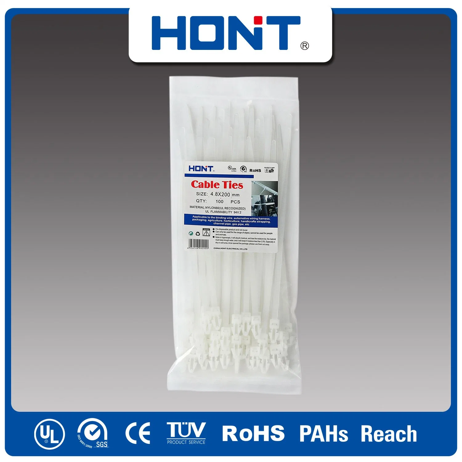 Double Head Nylon 66 Self-Locking Cable Tie with RoHS