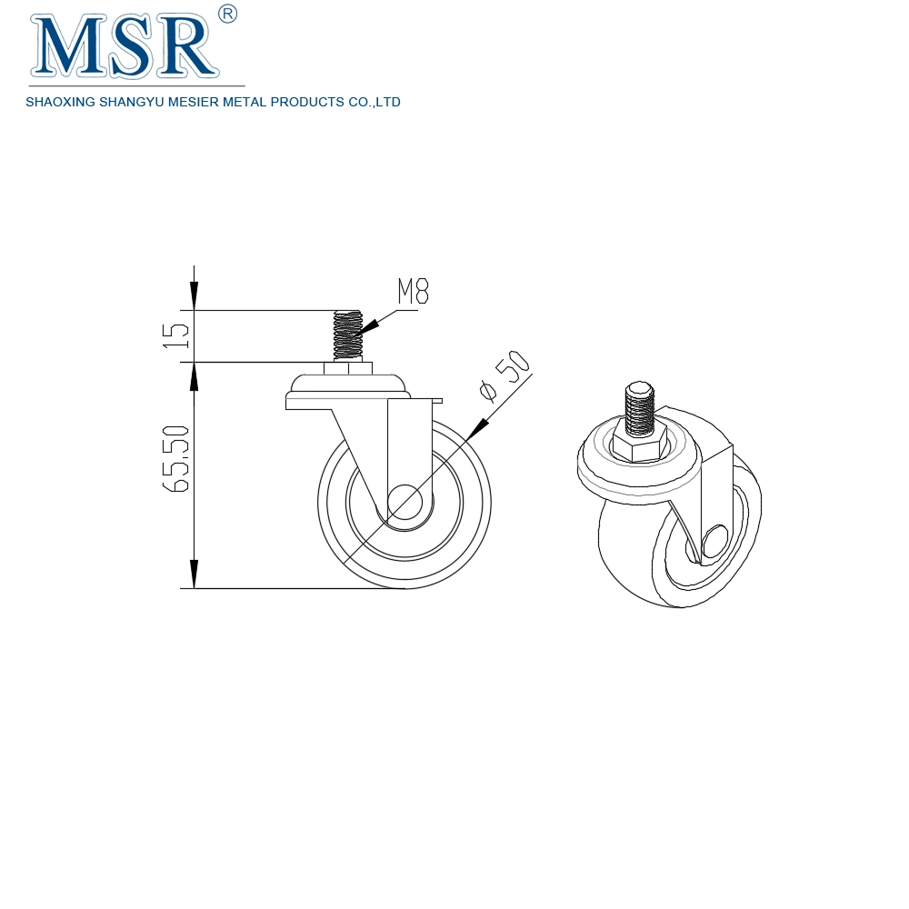 Existing Goods 7178 Good Quality Threaded Stem Swivel Casters for Aluminium Profile 25 30 40 45 Series M8 &phi; 50