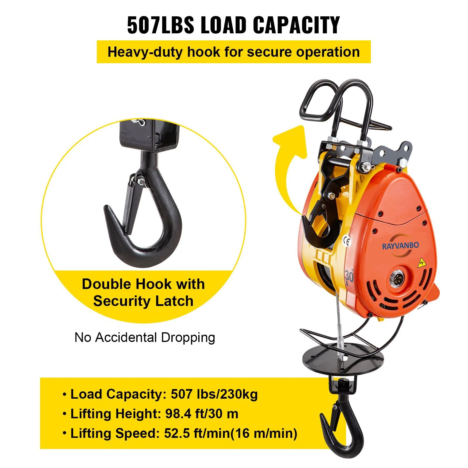 Mini malacate de elevación, el precio barato de 220V eléctrico Winches 500 Kg de 60m Mini Malacate eléctrico