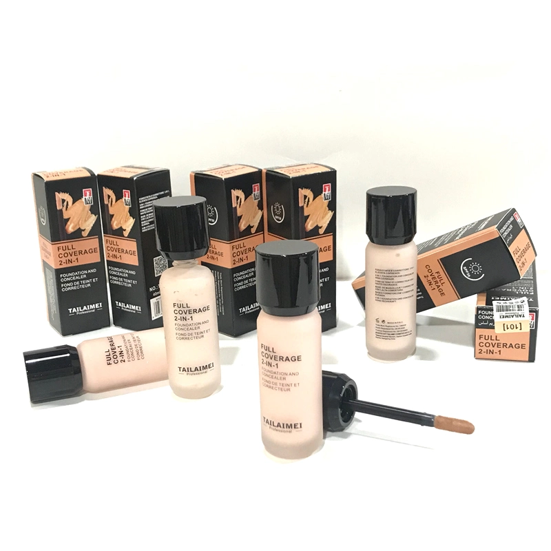 Tlm Private Label SPF30 2 in 1 Liquid Foundation OEM ODM Light Skin Face Base Full Coverage Lasting Makeup Concealer Cream Wholesale/Supplier