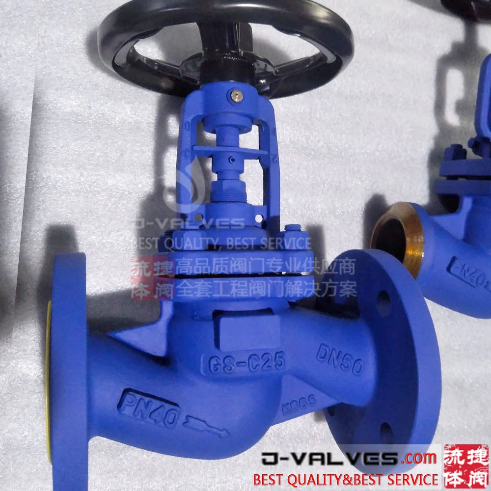 DIN Standard DN50 Hand Wheel Flange Bellow Globe Valve