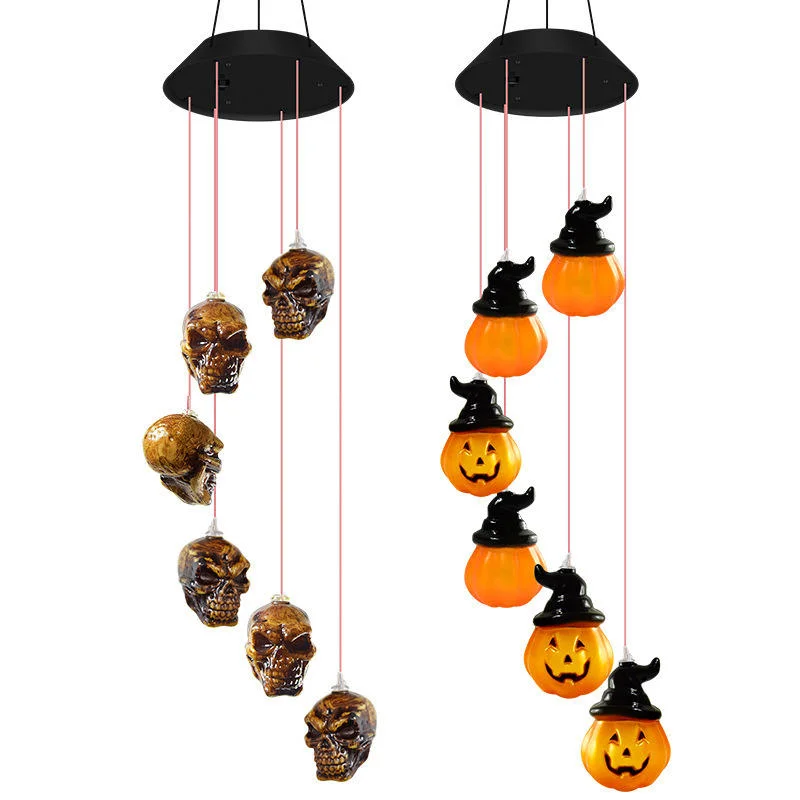 Lanterna LED Halloween Party Pumpkin Lantern LED mudança de cor solar Wind decorativo Luz de aviso sonoro luzes de jardim luz de aviso sonoro de vento solar