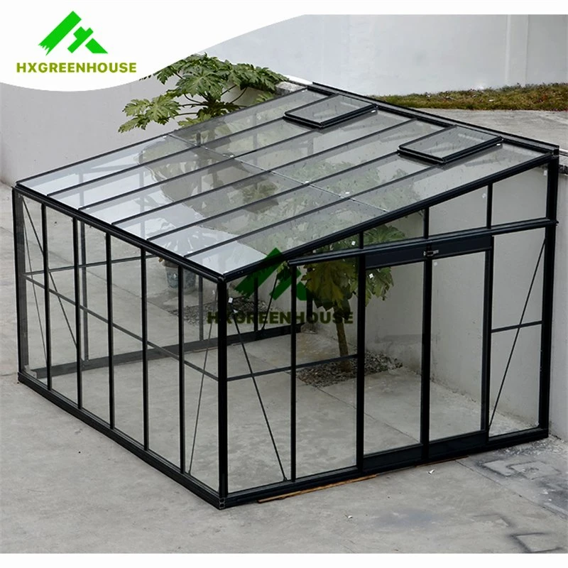 Moderne Garten Glas Platten Lean to vorgefertigte Hersteller Walk-in Home Chinesisches Gewächshaus