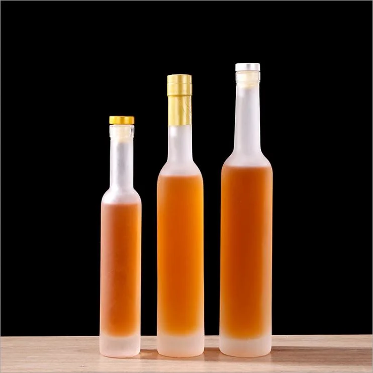 High quality/High cost performance 200ml 375ml 500ml 750ml Black Clear Frost Ice Wine /Fruit Wine Glass Bottles with Stopper