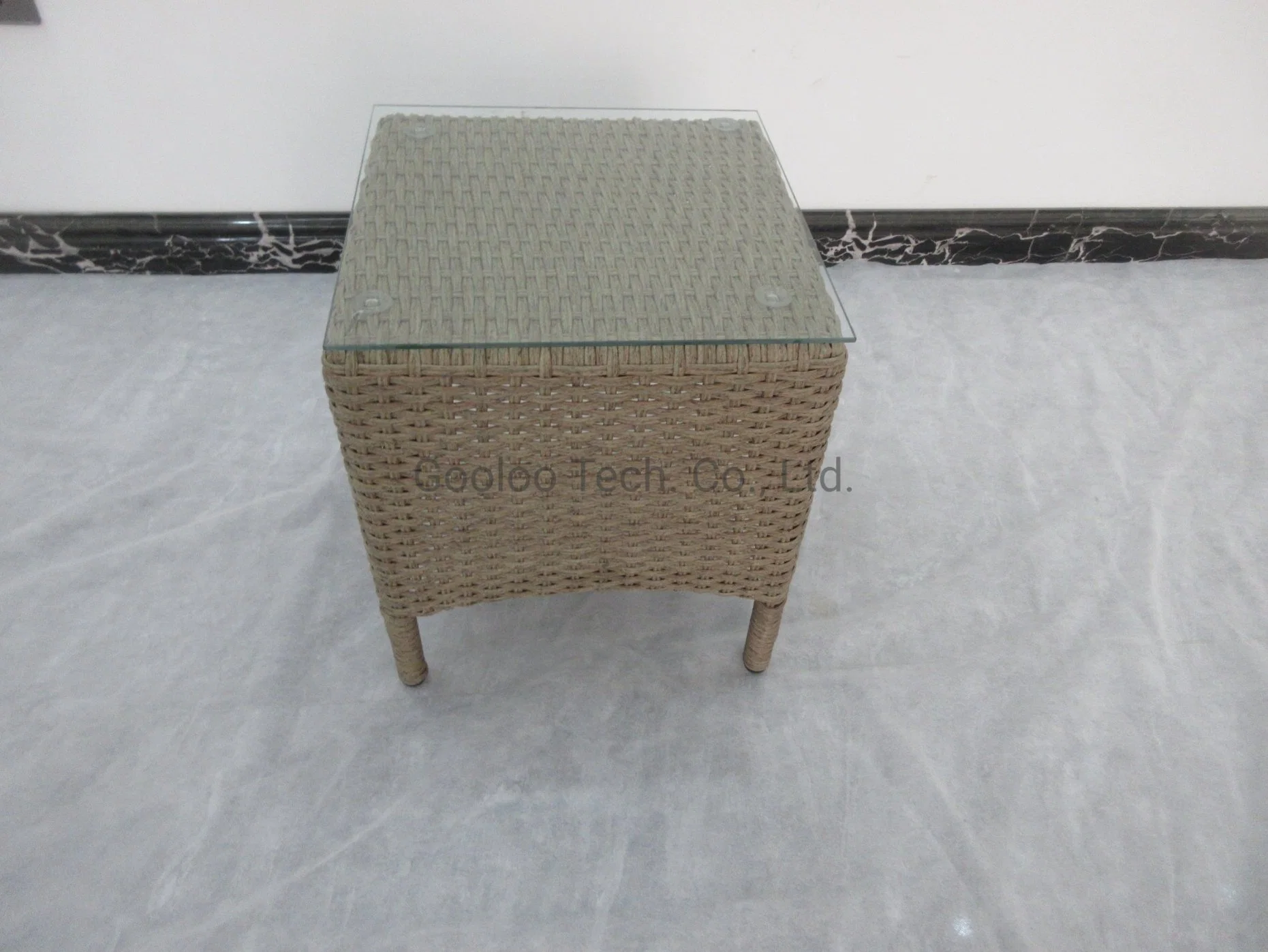 Muebles de exterior de textura de bambú PE ratán juego de comedor mesa de mimbre