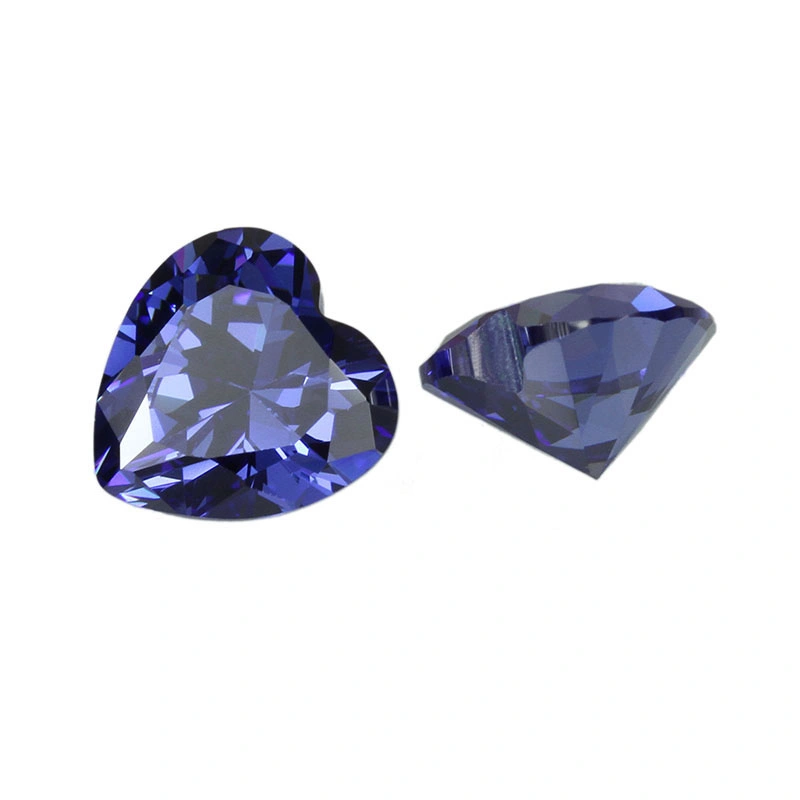 Wuzhou Cubic Zirconia Wholesale/Supplier Heart Shape 21#Tanzanite Color Synthetic 7*7mm CZ Stone Loose Gemstone